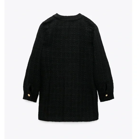 ZARA BLACK TEXTURED WEAVE TWEED DRESS - Picture 6 of 6
